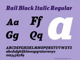 Rail Black Italic Regular Version 1.002;PS 001.002;hotconv 1.0.88;makeotf.lib2.5.64775图片样张