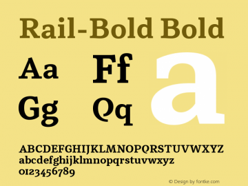 Rail-Bold Bold Version 1.003;PS 001.003;hotconv 1.0.88;makeotf.lib2.5.64775 Font Sample