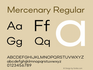 Mercenary Regular Version 1.000;PS 001.000;hotconv 1.0.88;makeotf.lib2.5.64775 Font Sample