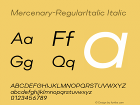 Mercenary-RegularItalic Italic Version 1.000;PS 001.000;hotconv 1.0.88;makeotf.lib2.5.64775 Font Sample