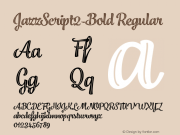 JazzScript2-Bold Regular Version 1.001;PS 001.001;hotconv 1.0.88;makeotf.lib2.5.64775 Font Sample