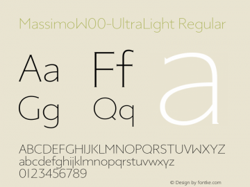 MassimoW00-UltraLight Regular Version 1.00 Font Sample
