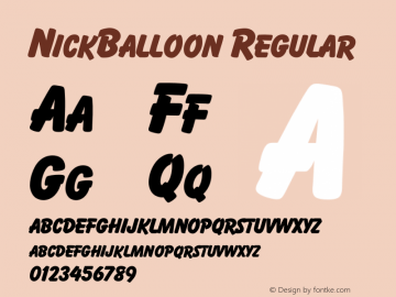 NickBalloon Regular Version 1.005 December 3, 2010 Font Sample