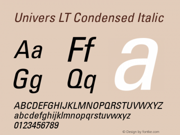Univers LT Condensed Italic Version 6.1; 2002图片样张