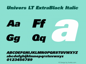 Univers LT ExtraBlack Italic Version 6.1; 2002图片样张