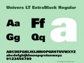 Univers LT ExtraBlack Regular Version 6.1; 2002 Font Sample