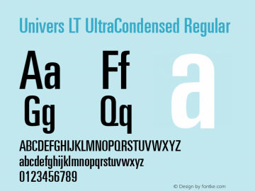 Univers LT UltraCondensed Regular Version 6.1; 2002图片样张