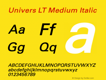 Univers LT Medium Italic Version 6.1; 2002图片样张