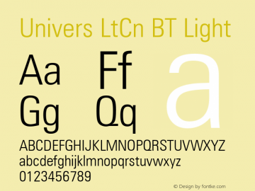 Univers LtCn BT Light mfgpctt-v4.4 Dec 23 1998图片样张