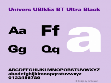 Univers UBlkEx BT Ultra Black mfgpctt-v4.4 Dec 17 1998图片样张