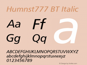 Humnst777 BT Italic mfgpctt-v1.52 Monday, January 18, 1993 4:11:54 pm (EST)图片样张