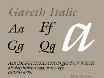 Gareth Italic Version 1.0 08-10-2002 Font Sample