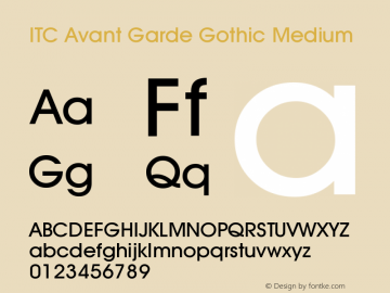 ITC Avant Garde Gothic Medium Version 003.001 Font Sample