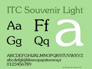 ITC Souvenir Light Version 003.001 Font Sample