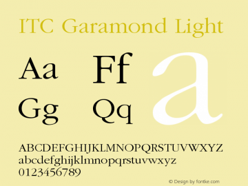 ITC Garamond Light Version 001.003 Font Sample
