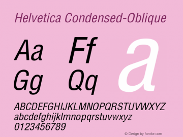 Helvetica Condensed Oblique Version 001.004图片样张