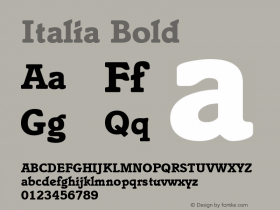 Italia Bold Version 001.000 Font Sample