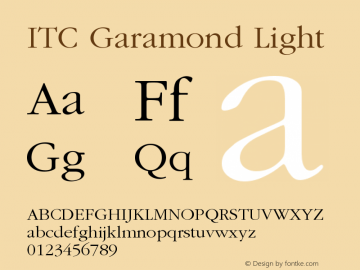 ITC Garamond Light Version 001.003 Font Sample