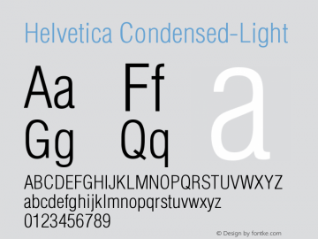 Helvetica Condensed Light Version 001.003 Font Sample