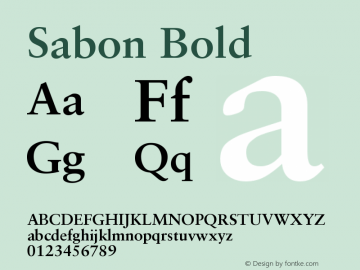 Sabon Bold Version 001.001 Font Sample