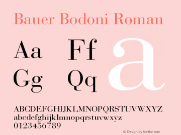 Bauer Bodoni Roman Version 001.003 Font Sample
