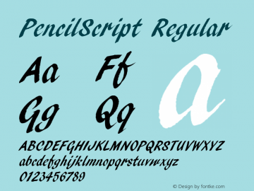 PencilScript Regular Altsys Fontographer 3.5  4/22/93图片样张