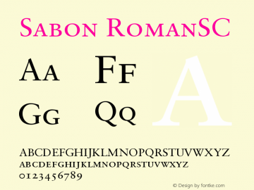 Sabon Roman Small Caps & Oldstyle Figures Version 001.001 Font Sample