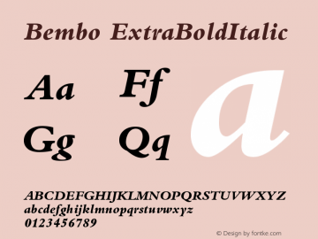 Bembo Extra Bold Italic Version 001.000图片样张