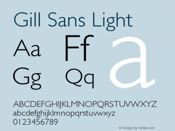 Gill Sans Light Version 001.001 Font Sample