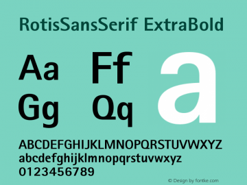 Rotis Sans Serif Extra Bold 75 Version 001.000 Font Sample