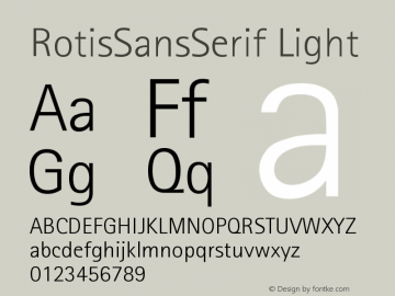 Rotis Sans Serif Light 45 Version 001.000 Font Sample