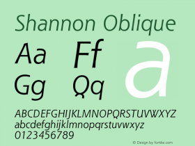 Shannon Oblique Version 001.000 Font Sample
