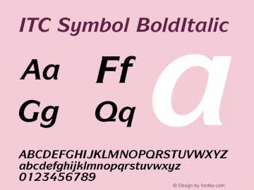 ITC Symbol Bold Italic Version 001.000 Font Sample