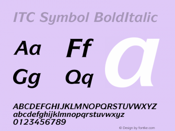ITC Symbol Bold Italic Version 001.000 Font Sample