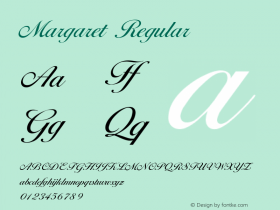 Margaret Regular Altsys Fontographer 3.5  2/9/93 Font Sample