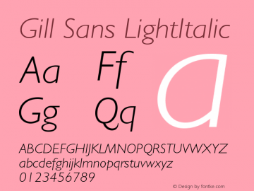 Gill Sans Light Italic Version 001.002 Font Sample