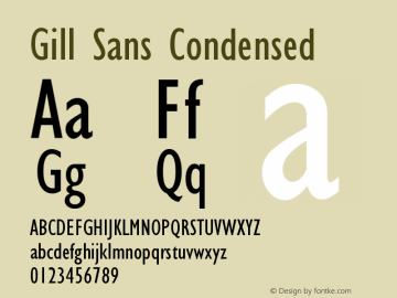 Gill Sans Condensed Version 001.001 Font Sample