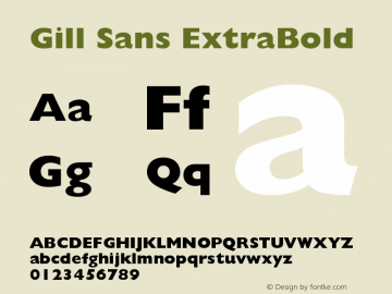 Gill Sans Extra Bold Version 001.001 Font Sample