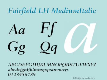 Fairfield LH 56 Medium Italic Version 001.002 Font Sample