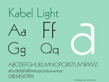 Kabel Light Version 001.000 Font Sample