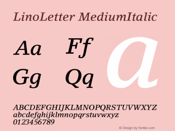 LinoLetter Medium Italic Version 001.000图片样张