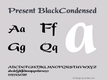 Present Black Condensed Version 001.000 Font Sample