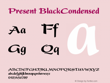 Present Black Condensed Version 001.000 Font Sample