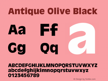 Antique Olive EastA Black Version 001.000 Font Sample