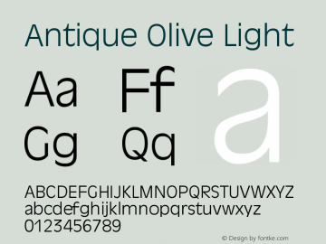 Antique Olive EastA Light Version 001.000 Font Sample