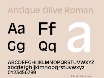Antique Olive EastA Roman Version 001.000 Font Sample