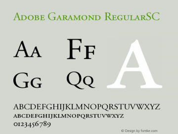 Adobe Garamond Small Caps & Oldstyle Figures Version 001.002 Font Sample