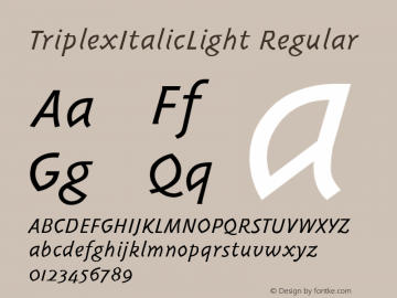 TriplexItalicLight Altsys Metamorphosis:8/12/98 Font Sample