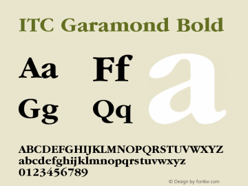 ITC Garamond Bold Version 003.001 Font Sample