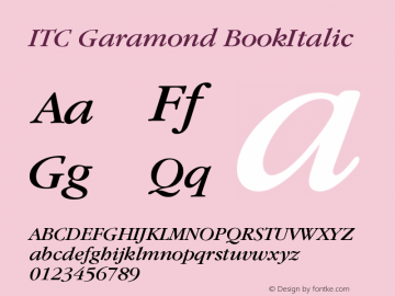 ITC Garamond Book Italic Version 003.001 Font Sample